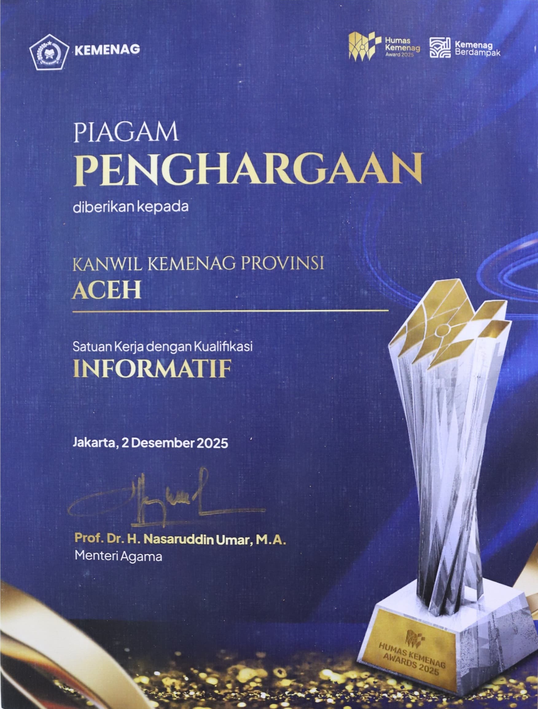 Penghargaan PPID Terbaik Kategori Informatif